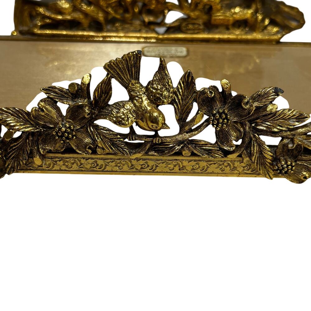 Vintage mid century Matson brand vanity set Old Hollywood Regency gold & white - Picture 2 of 16